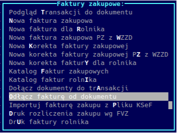 a)      Faktura została odłączona od dokumentu.b)      Następnie należy wcisnąć CTRL+F i wybrać Dołącz dokumenty do trAnsakcji. c)      Po wyborze odpowiedniego dokumentu należy zatwierdzić jego dodanie d)      Dokument został poprawiony, a nowa faktura została podpięta pod PZ – należy przekazać zmodyfikowany dokument dla księgowości.